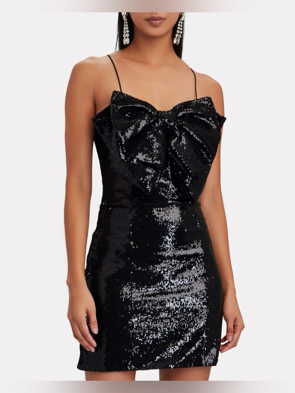 Torn by Ronny Kobo Black Sequin Bow Mini Dress
